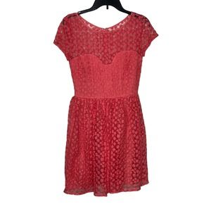 Anthropologie Artelier Women's Dress Floral Embroidered Short Sleeve Pink Size 2